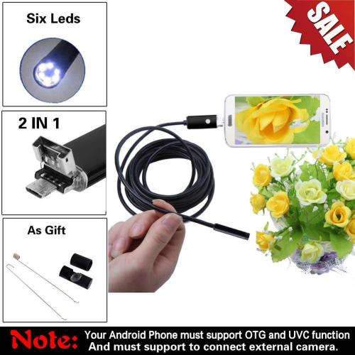 2 in 1 Android Smartphone Endoscope USB Inspection Camera Waterproof Wire Borescope