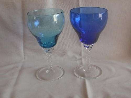 Two Lovely Blue Wine Glasses