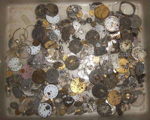 LOT OF VINTAGE ELGIN AND WALTHAM WATCH PARTS
