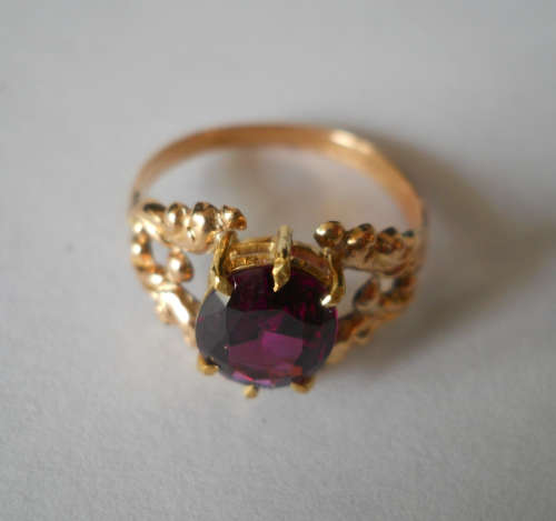 Antique Victorian Almandine Garnet SET in 10ct Yellow & Rose Gold Ring c.1850