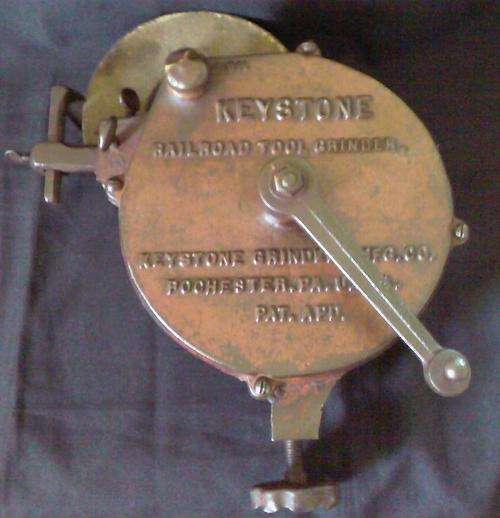 A BIG AND RARE OLD AMERICAN KEYSTONE RAILROAD TOOL GRINDER