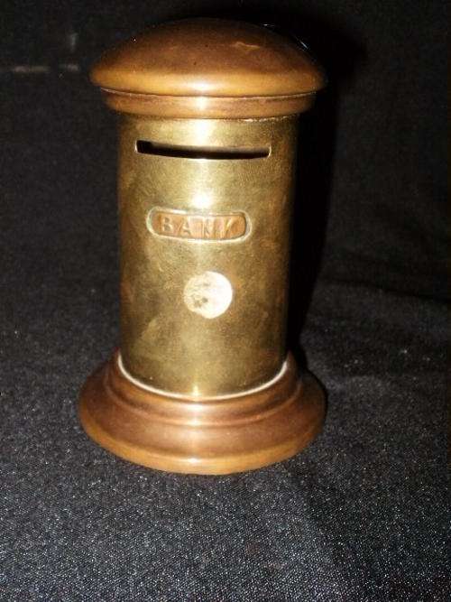 A VERY CUTE BRASS AND COPPER MONEY BOX