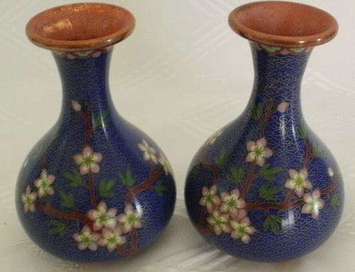 PAIR OF CLOISONNE VASES