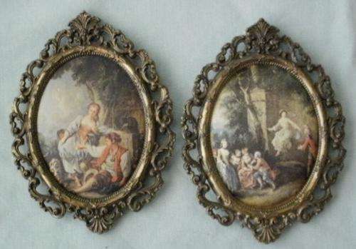 X2 NICE ITALIAN FRAMES WITH PICS ON MATERIAL