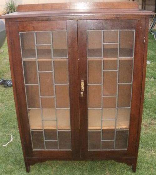 A IMBUIA LEAD GLASS BOOKCASE