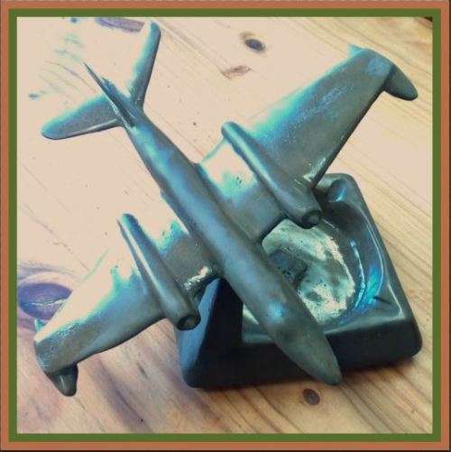 Solid Brass Ashtray with Aircraft  & Rhodesian flag - Collectors prize!!