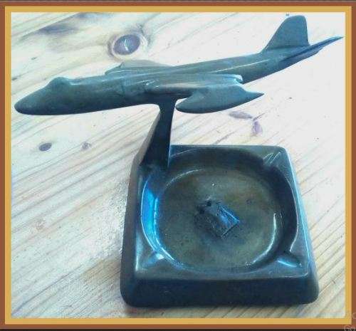 Solid Brass Ashtray with Aircraft  & Rhodesian flag - Collectors prize!!