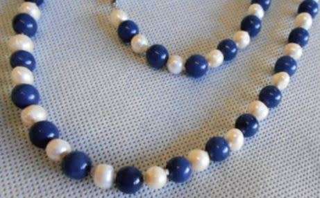 GENUINE PEARL AND LAPIS LAZULI | GLORIOUS 79CM | CLASSIC