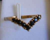 Genuine Sapphire Wishbone Gold Ring