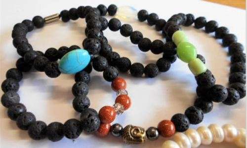 Genuine Lava and Semi Precious Stone Bracelet