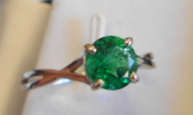 **JGL Certified 1.20ct Genuine Natural Emerald Solitaire Ring**