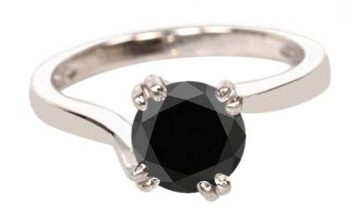 **NEW YEAR SPECIAL**Certified 1.25ct Genuine Black Diamond Classic Solitaire Ring**