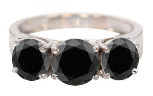 **Certified 3.20ct Genuine Black Diamond Triolgy Ring - BEAUTY**