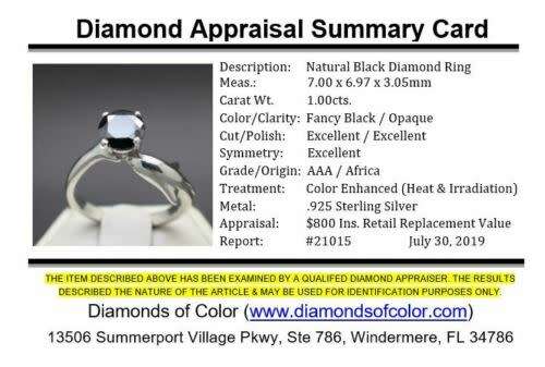 **1.00ct Genuine Natural Black Diamond DOLPHIN Ring** Free Appraisal Certificate $800!
