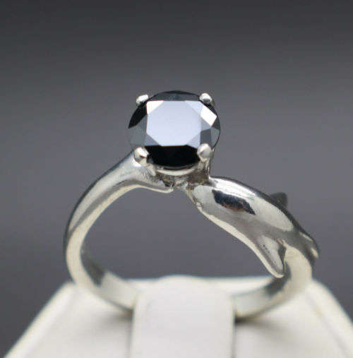 **1.00ct Genuine Natural Black Diamond DOLPHIN Ring** Free Appraisal Certificate $800!
