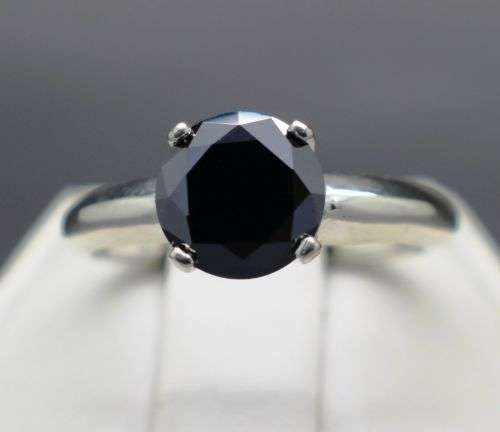 **1.35cts Genuine Natural Black Diamond Ring** FREE USA Certificate $875**