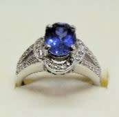 **Certified 1.80Ct Tanzanite & Diamond Gold Ring** Stunning!