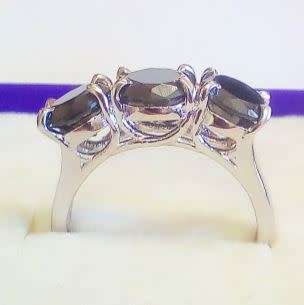 **Certified 3.20ct Genuine Black Diamond Triolgy Ring - BEAUTY**