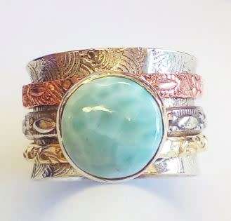 Spinner Ring with Larimar Size 8