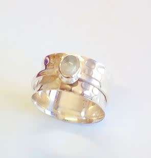 Spinner Ring with Moonstone Size 9.5 - Something Different!