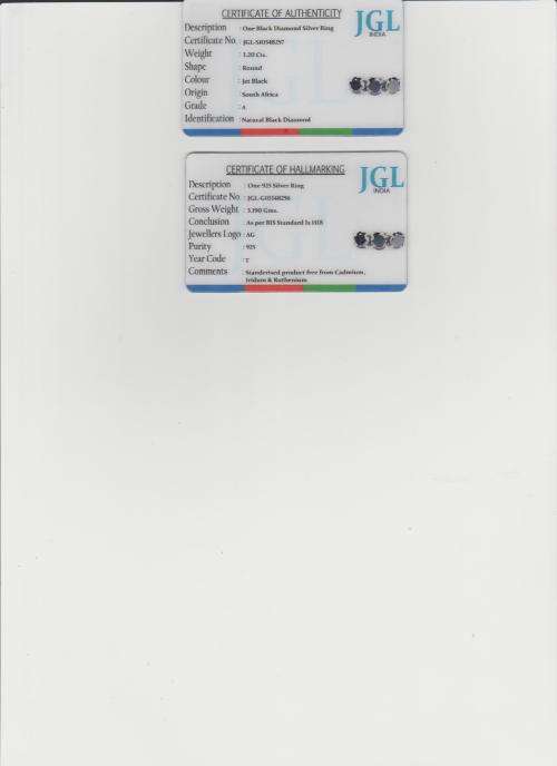 **Certified 3.20ct Genuine Black Diamond Triolgy Ring - BEAUTY**