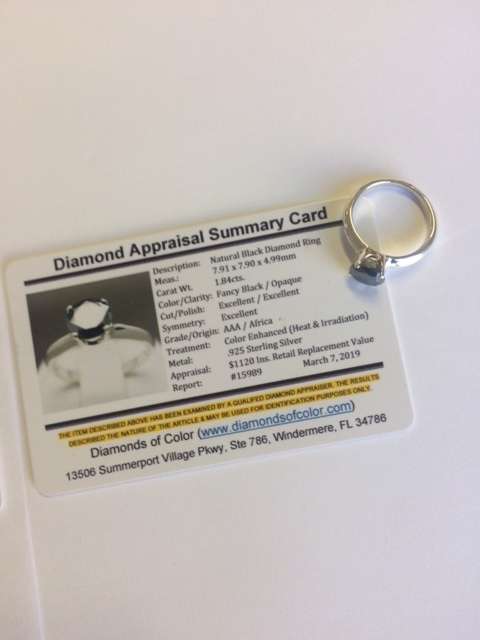 **1.84cts Genuine Natural Black Diamond Ring** Free Appraisal Certificate $1120!