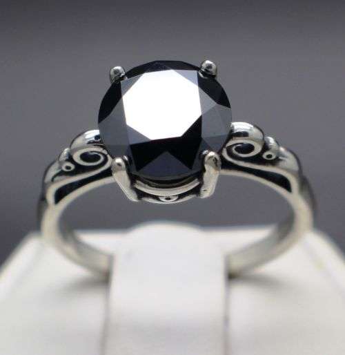 R16500**1.62cts Genuine Natural Black Diamond Ring** CERTIFIED**