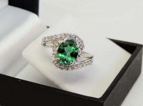 1.70TCW GENUINE EMERALD AND DIAMOND | 14K WHITE GOLD |  CERTIFIED