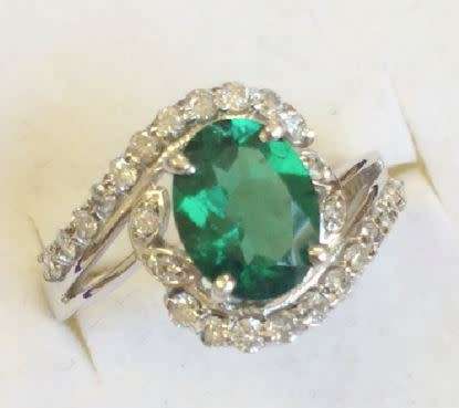 1.70TCW GENUINE EMERALD AND DIAMOND | 14K WHITE GOLD |  CERTIFIED