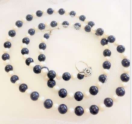 **Genuine Pearl & Lapis Lazuli - 74cm**