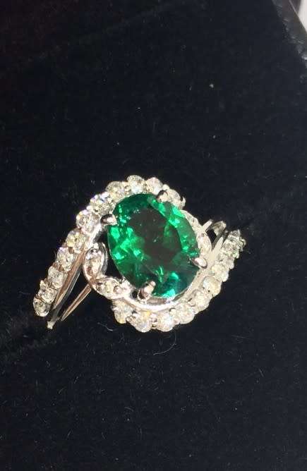 1.70TCW GENUINE EMERALD AND DIAMOND | 14K WHITE GOLD |  CERTIFIED