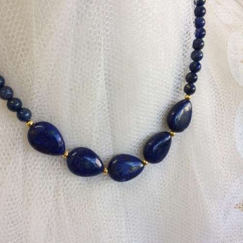Lapis Lazuli Teardrop Necklace - Natural Semi Precious Stone - Very Pretty Stones