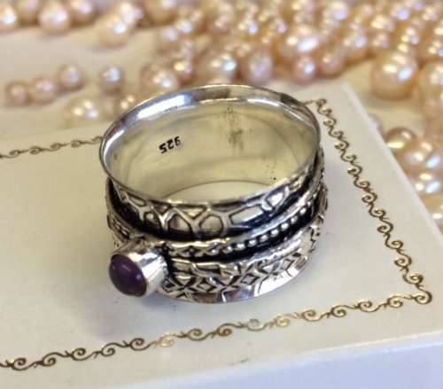 SPINNER RING - GENUINE AMETHYST