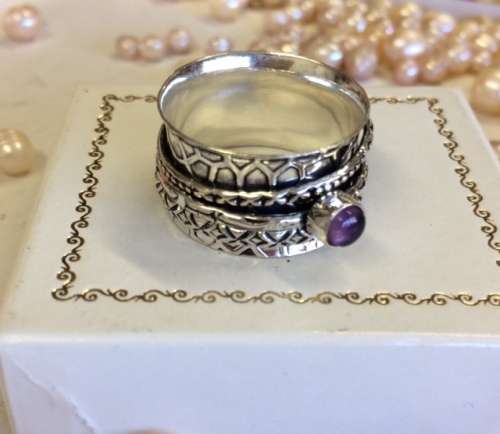 SPINNER RING - GENUINE AMETHYST