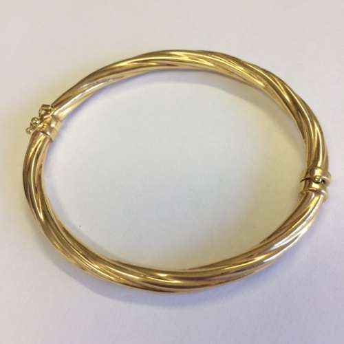 TWISTED 9CT GOLD BANGLE -  STUNNING