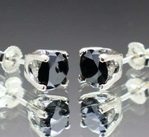 SALE CERTIFIED 3.88TCW GENUINE NATURAL BLACK DIAMOND EARRINGS