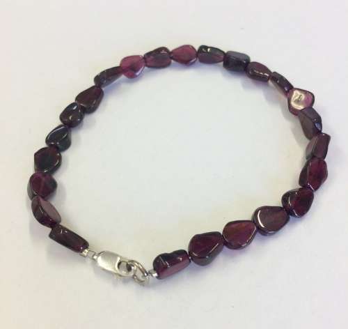 Genuine Rhodolite Garnet Bracelet | Sterling Silver Clasp