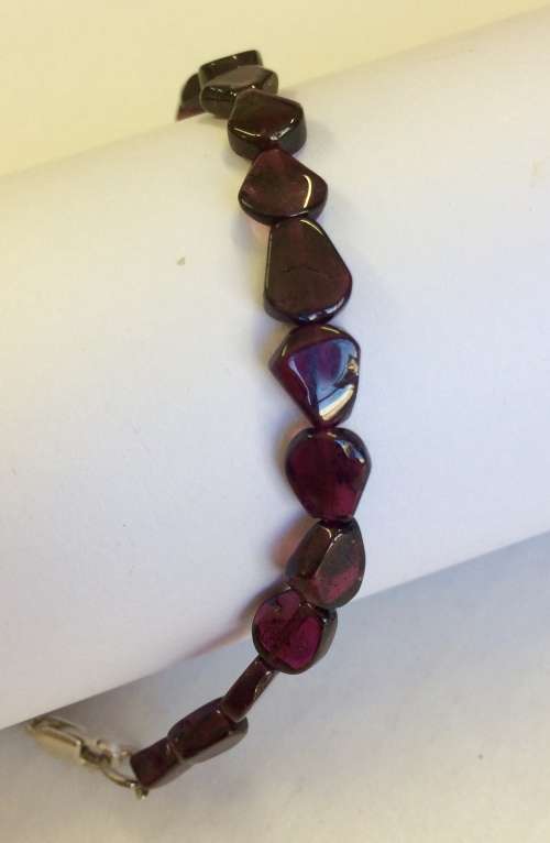 Genuine Rhodolite Garnet Bracelet | Sterling Silver Clasp