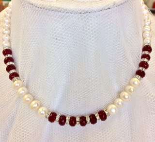 GENUINE CULTURED PEARL AND SEMI PRECIOUS NECKLACE