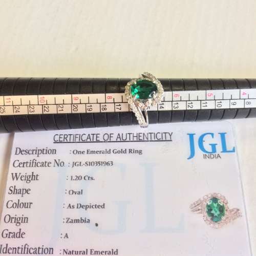 1.70TCW GENUINE EMERALD AND DIAMOND | 14K WHITE GOLD |  CERTIFIED