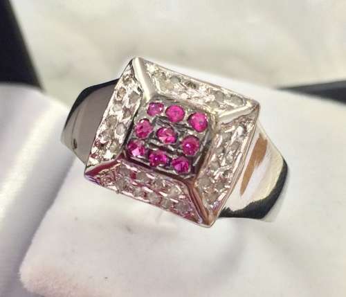 SALE! NATURAL RAW DIAMOND RING - PINK SQUARE - UNIQUE