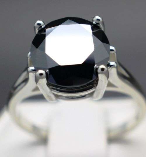 3.85cts Certified Genuine Black Diamond Ring