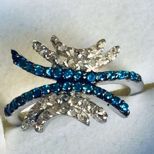 CHRISTMAS SPECIAL! NATURAL RAW DIAMOND RING - BLUE SPARKLER - UNIQUE