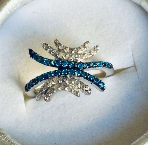 CHRISTMAS SPECIAL! NATURAL RAW DIAMOND RING - BLUE SPARKLER - UNIQUE
