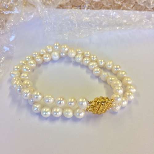 Genuine Cultured Pearls Double Strand Bracelet - Classic and Elegant