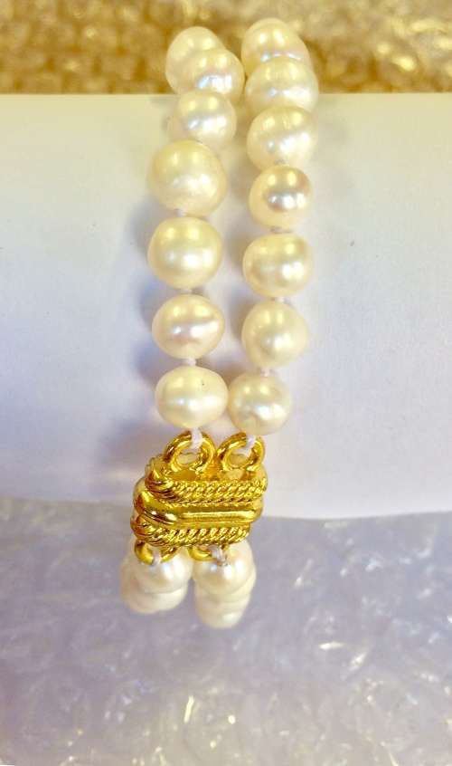 Genuine Cultured Pearls Double Strand Bracelet - Classic and Elegant