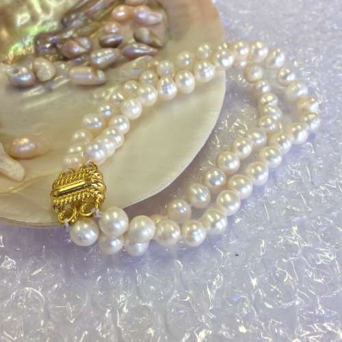 Genuine Cultured Pearls Double Strand Bracelet - Classic and Elegant