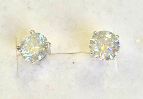 2.00tcw White Moissanite Solitaire Earrings - Classic