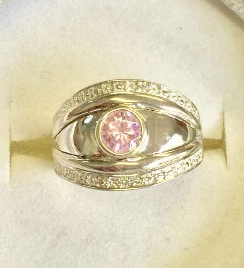 STOCK CLEARANCE!! Sterling Silver Ring with Pink CZ