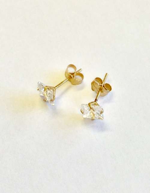 9ct Gold Princess Cubic Zirconia Earrings